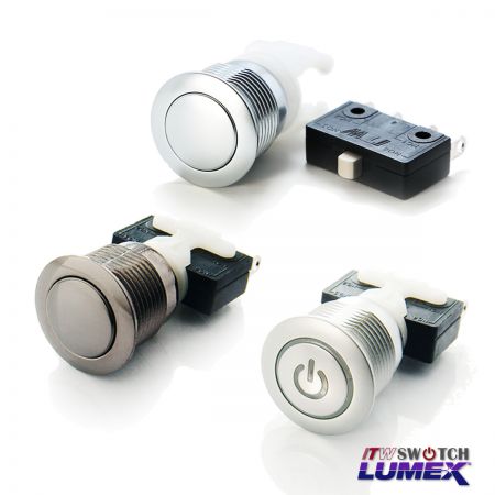 Interruptores de botón pulsador de 16 mm y 10 amperios
